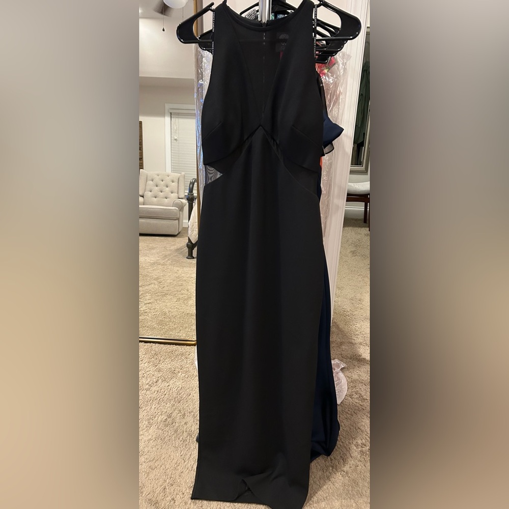 Vince Camuto black gown with cut outs